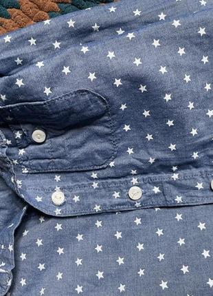 Джинсовая рубашка hm сорочка&nbsp;с звездочками 18-24 месяца 1-2 года 92 см синие9 фото