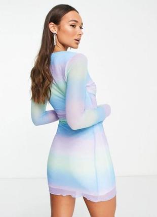 Шикарное цветное платье из сетки/платье2 фото