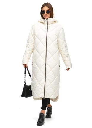 Зимове  жіноче пальто стьобане з капюшоном розмір 42 44 46 48 50 524 фото