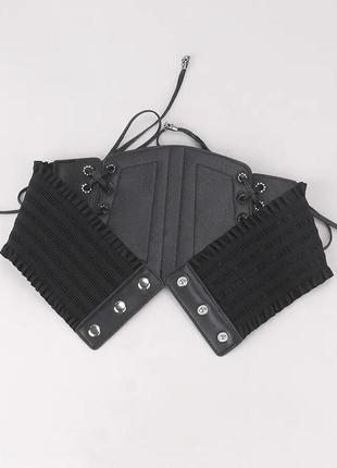 Тренд широкий черный пояс на резинке готика корсет на шнуровке ремень