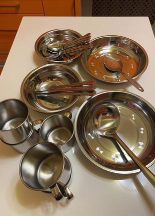 Нержавеющая посуда тарелки чашки вилки ложки1 фото