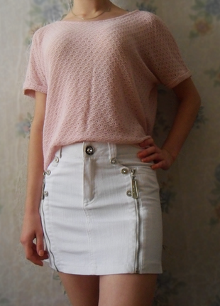 Белая джинсовая юбка1 фото