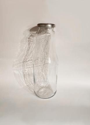 Пляшка, банка з кришкою (срібляста) 1 л1 фото