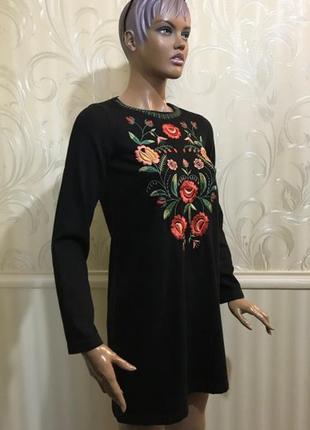 Джинсове плаття з вишивкою, mango, розмір s 2