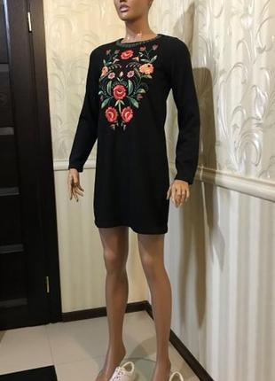 Джинсове плаття з вишивкою, mango, розмір s 5