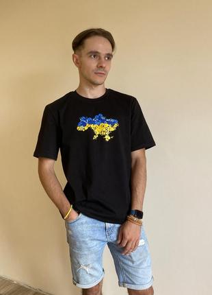 Футболка оверсайз черная карта украины