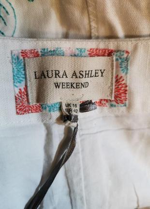 Юбка льняная коттон хлопок лен laura ashley миди расклешенная с вышивкой5 фото