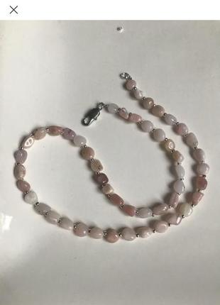 Ожерелье из нежного розового опалаа (фурнитура нержавеющая сталь)3 фото