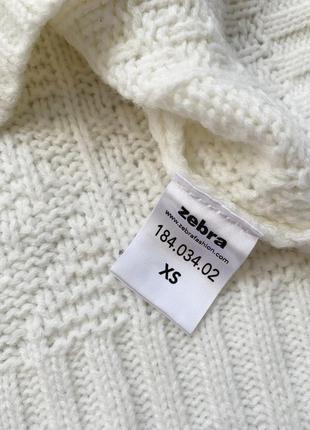 Светр, світер, кофта, джемпер, білий, молочний, в'язаний, zebra 6