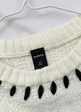 Светр, світер, кофта, джемпер, білий, молочний, в'язаний, zebra 5