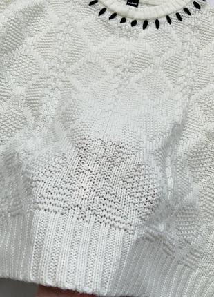 Светр, світер, кофта, джемпер, білий, молочний, в'язаний, zebra 4