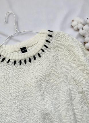 Светр, світер, кофта, джемпер, білий, молочний, в'язаний, zebra 3