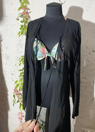 Черный халат парео накидка пляжная с завязками 🏝️🖤 размер xs/s/m7 фото