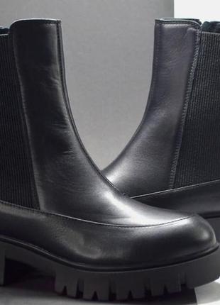Женские модные зимние кожаные ботинки челси черные corso vito 0228640292 фото