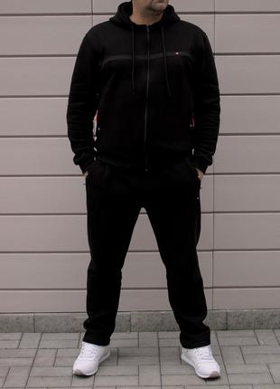 Утеплений чоловічий костюм parker чорний , великі розміри