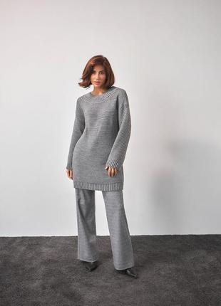 Женская вязаная туника-джемпер серого цвета. модель 2549 trikobakh. размер ун 42-525 фото