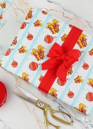 Папір пакувальний новорічний "новорічні подаруночки" 100см*70см (упаковка 15 листів)