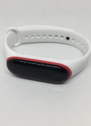 Ремінець mi band 3 мі бенд 4 двоколірний білий з червоним1 фото