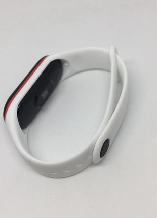 Ремешок mi band 3 ми бенд 4 двухцветный белый с красным2 фото