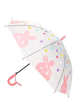Зонт детский розовый голубой зайцы 9979