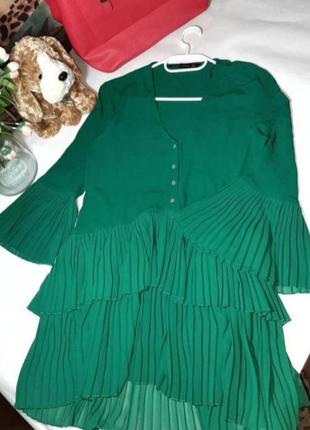 Новое зелёное платье плиссе zara2 фото