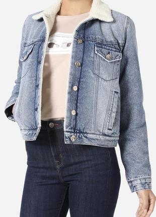 Colin’s базовая джинсовая куртка шерпа с мехом1 фото