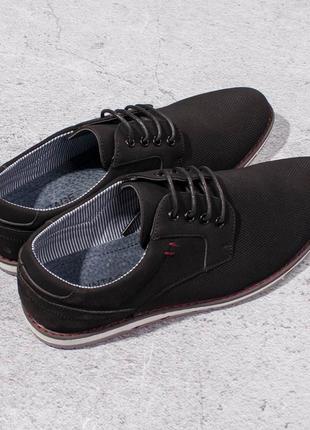 Стильные черные мужские туфли на шнурках модные классические2 фото
