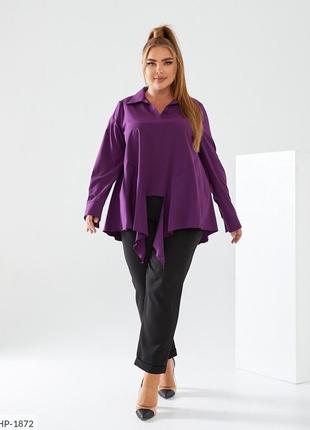 Блузка-туника женская удлиненная свободного фасона разлетайка красивая нарядная большие размеры 50-60 арт 2469 фото