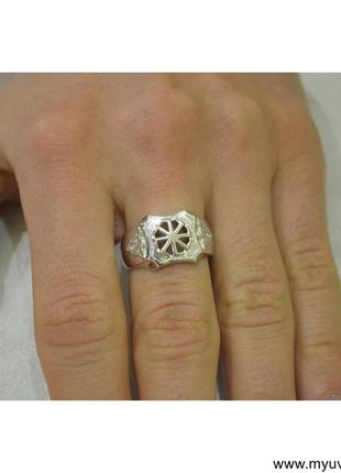 Мужское кольцо с оберегом колядник из серебра2 фото