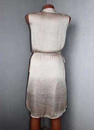 Sale! нюдовое песочное кремовое базовое платье миди h&amp;m с легким сатиновым блеском4 фото