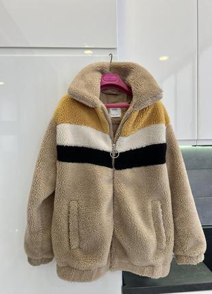 Бежевая эко шубка бомбер тедди бежевая шубка стиль zara max mara