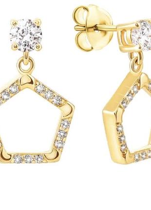 Серебряные серьги-подвески с фианитами «серебряная страна»2 фото