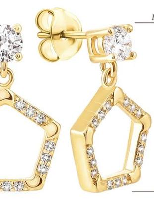 Серебряные серьги-подвески с фианитами «серебряная страна»3 фото