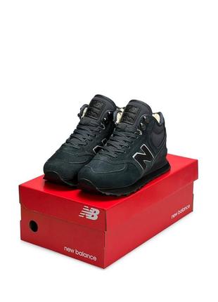 Зимние женские кроссовки new balance 574 high dark gray fur