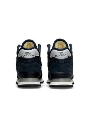 Зимові жіночі кросівки new balance 574 high dark blue white fur5 фото