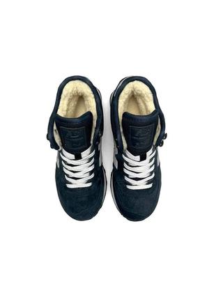 Зимові жіночі кросівки new balance 574 high dark blue white fur9 фото