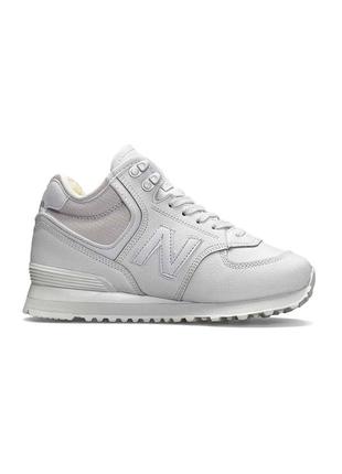 Зимові жіночі кросівки new balance 574 high all white fur3 фото