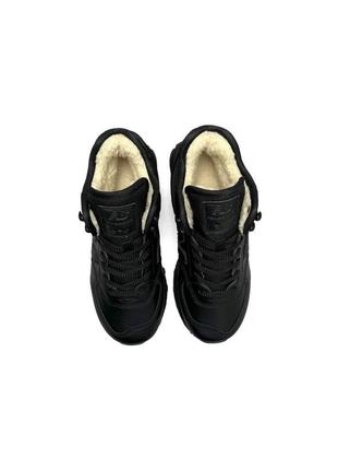 Зимові жіночі кросівки new balance 574 high all black leather fur7 фото