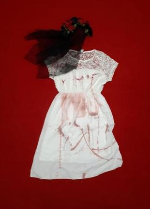 Женский костюм на хелловин платье длинное белое подростковое5 фото