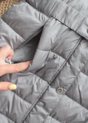 Серебристая стеганая зимняя удлиненная куртка пальто next 12 р6 фото
