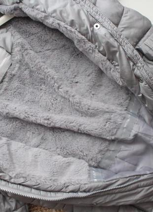 Серебристая стеганая зимняя удлиненная куртка пальто next 12 р8 фото