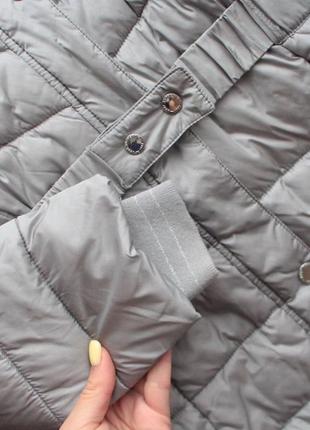 Серебристая стеганая зимняя удлиненная куртка пальто next 12 р7 фото