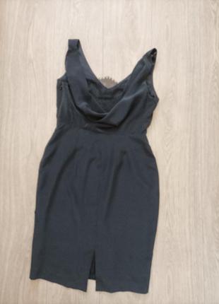 Черное шелковое платье с кружевом paul smith, размер 14-16.