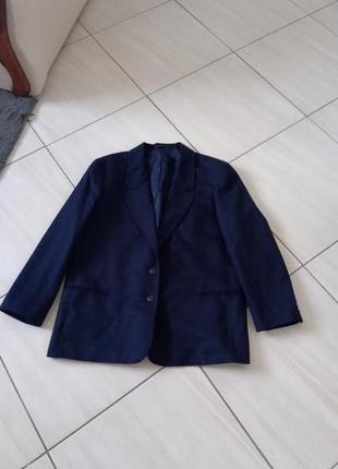 Шерстяной синий пиджак женский1 фото