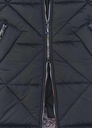 Зимняя куртка пальто на флисе для девочки подростка 11-15 лет, модная черная курточка пуховик - зима7 фото