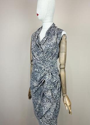 Allsaints сукня платття тваринний принт міді міні авангард бохо шифон корсет7 фото