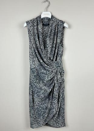 Allsaints сукня платття тваринний принт міді міні авангард бохо шифон корсет3 фото