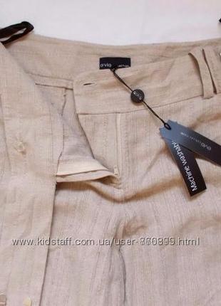 Новые брюки бежевые текстурные лен-вискоза 'e-vie' 48р2 фото