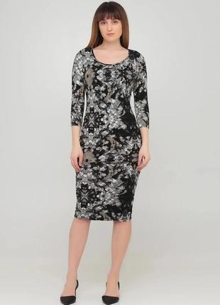 Брендовое облегающее трикотажное платье миди "f&f" с принтом. размер uk14/eur42.1 фото