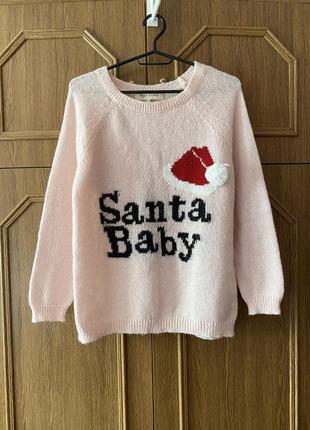 Шерстяной женский новогодний свитер santa baby river island